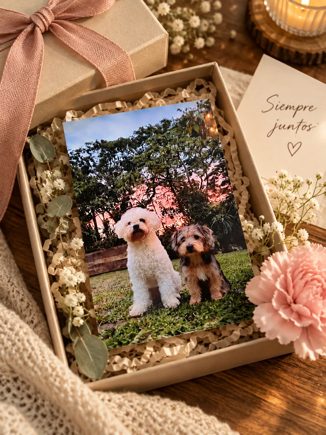 Fotografía cuidadosamente preparada para regalar